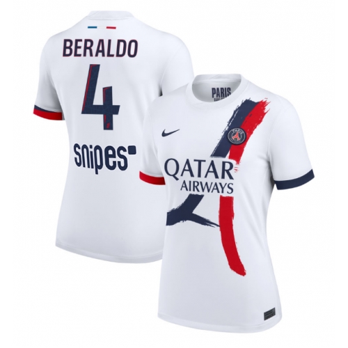 Billige Fotballdrakt Paris Saint-Germain Lucas Beraldo #4 Replika Bortedrakt Dame 2025-26 Kortermet Billige Fotballdrakt Paris Saint-Germain Lucas Beraldo #4 Replika Bortedrakt Dame 2025-26 Kortermet